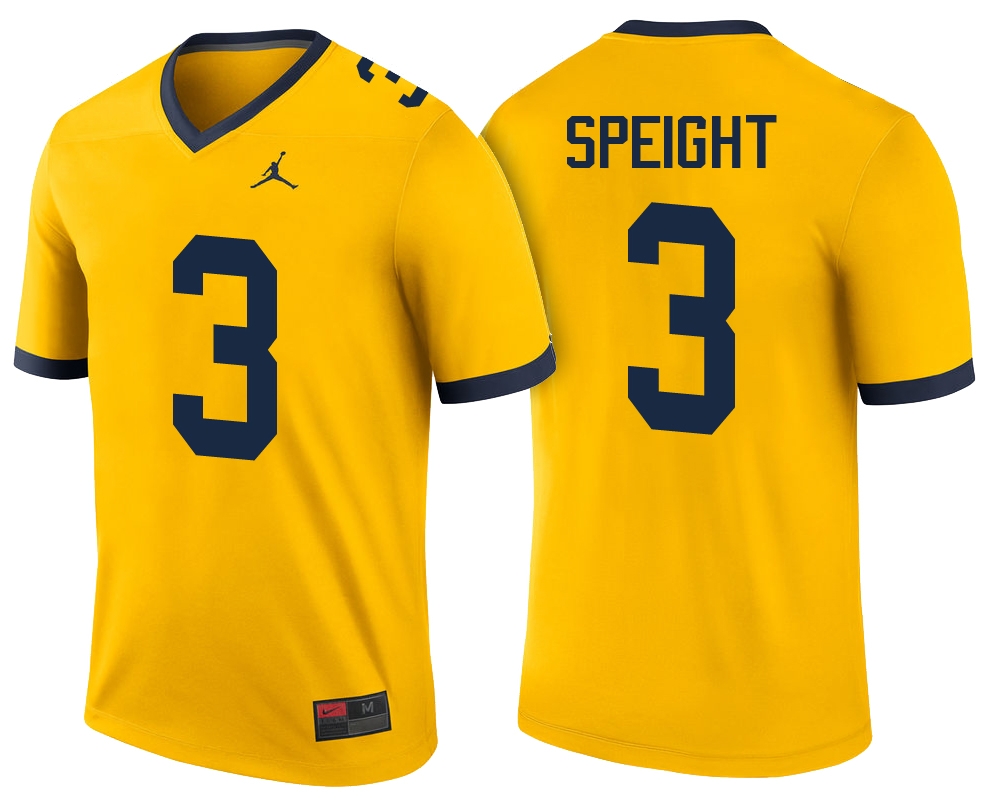 Michigan Wolverines Men's NCAA Wilton Speight #3 Maize Player Color Rush Game Performance College Football Jersey AHK4749SN